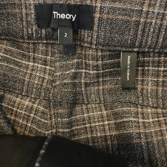 Theory Straight Plaid Wool Pants Trousers Sz2 - Picture 11 of 12